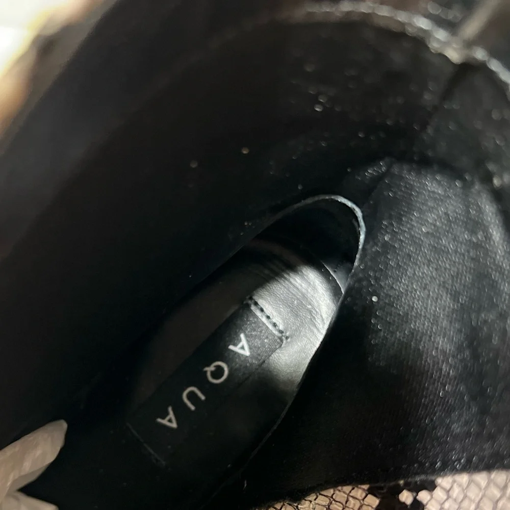 NEW AQUA Womens Beige Snake Print Padded Marlo Pointed Toe Block Heel Boot sz 7 - Picture 7 of 9